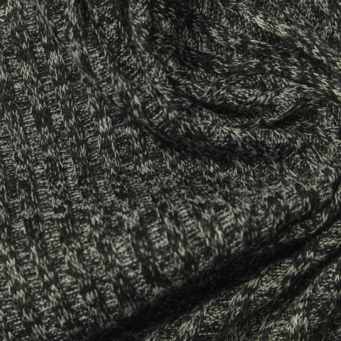 Dark Grey Marl Rib Knit, Polyester, 218 gsm