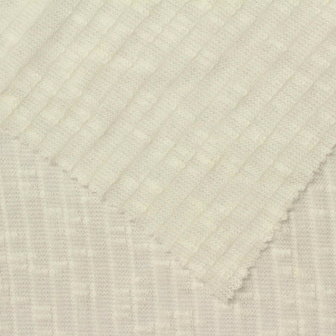 Off-White Vertical-Stripe Rib Knit, Poly-Viscose