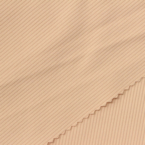 Nylon Stretch Rib Knit Fabric, 210 gsm, 175 cm — Beige