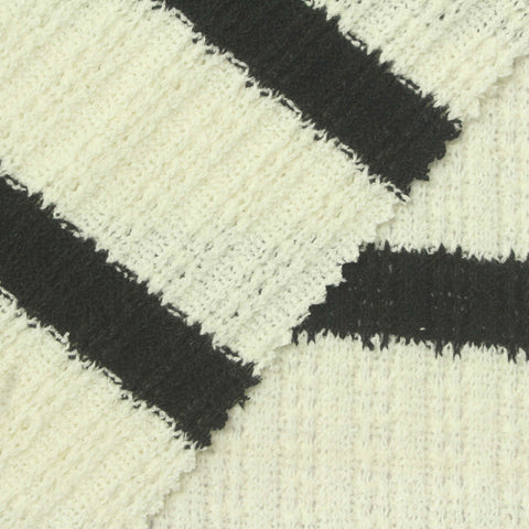 Off-White Horizontal-Stripe Rib Knit, Cotton-Poly