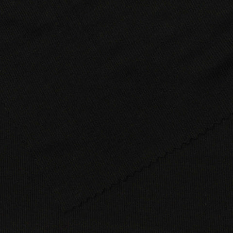 Washed Modal Polyester Rib Knit Fabric, 175 gsm, 150 cm — Black
