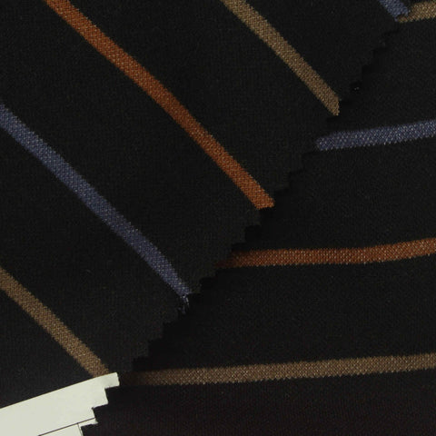 Brown Horizontal-Stripe Scuba Knit, Poly-Viscose