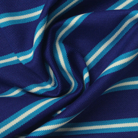 Navy Horizontal-Stripe Piqué Knit, Linen-Tencel Lyocell