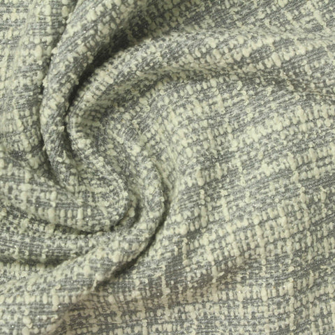 Polyester Cotton Metallic Stretch Bouclé Fabric, 315 gsm, 160 cm — Grey