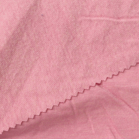 Brushed Acrylic Viscose Stretch French Terry Fabric, 230 gsm, 170 cm — Pink