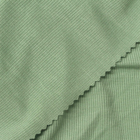 Modal Polyester Stretch Rib Knit Fabric, 230 gsm, 165 cm — Green