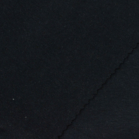 Polyester Cotton Blend Stretch Rib Knit Fabric, 400 gsm, 193 cm — Black
