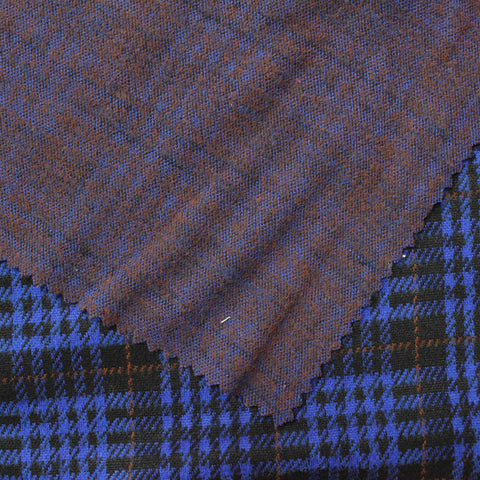 Blue Houndstooth Knit, Polyester, 196 gsm