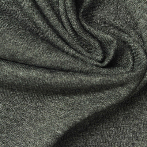Heathered Grey Marl Rib Knit, Viscose, 210 gsm