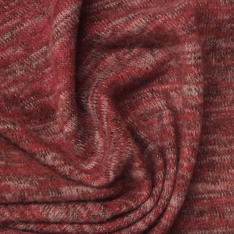 Red Marl Chunky Knit, Poly-Viscose, 205 gsm