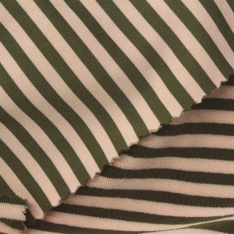 Pale Peach Horizontal-Stripe French Terry, Polyester