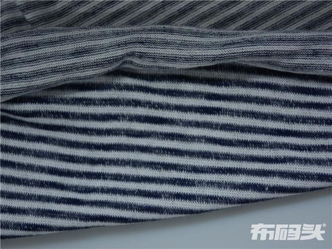 Navy Horizontal-Stripe Chunky Knit, Poly-Viscose, 190 gsm