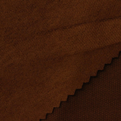 Brushed Viscose Nylon Stretch Piqué Knit Fabric, 462 gsm, 150 cm — Brown