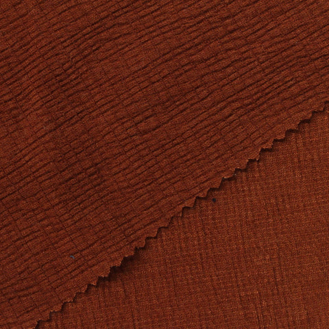 Slub Polyester Viscose Stretch Crepe Fabric, 180 gsm, 140 cm — Brown