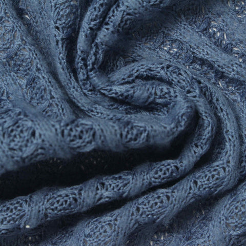 Blue Textured Waffle Knit, Poly-Viscose