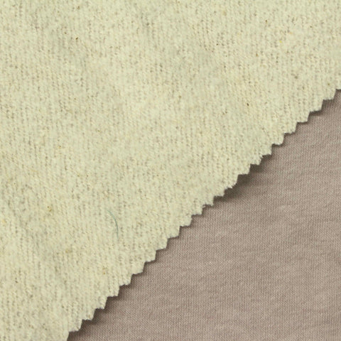Brushed Cotton Polyester Stretch French Terry Fabric, 360 gsm, 165 cm — Beige
