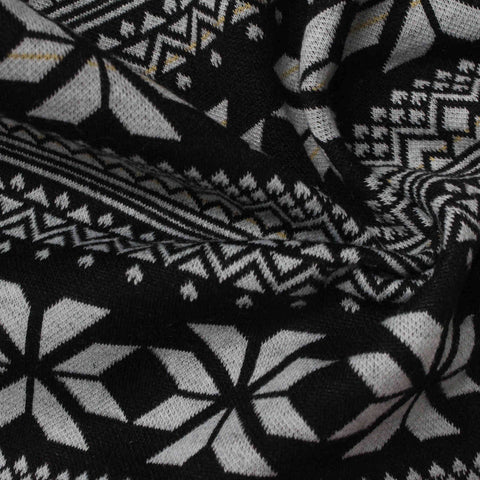 Black Geometric-Diamond Jacquard, Polyester, 346 gsm