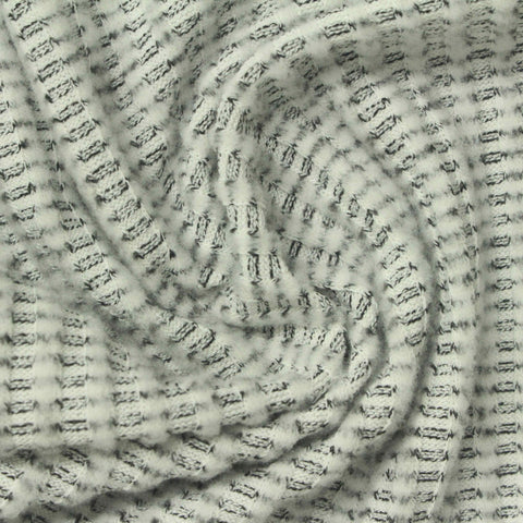 Striped Brushed Polyester Viscose Stretch Rib Knit Fabric, 260 gsm, 150 cm — White