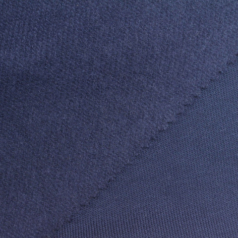 Brushed Cotton Polyester French Terry Fabric, 300 gsm, 170 cm — Navy, ref EF-275401