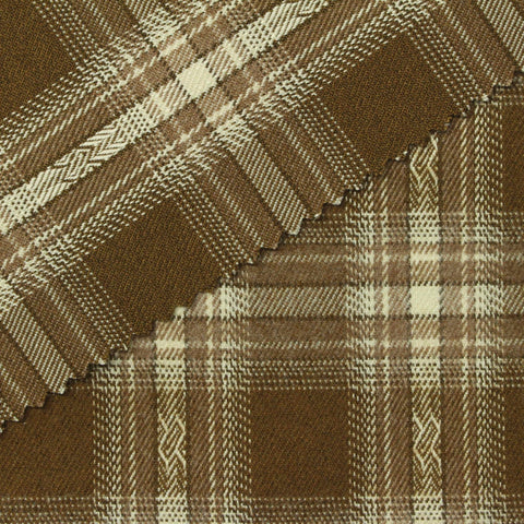 Brown Plaid Woven, Poly-Viscose, 285 gsm, 150 cm, ref EF-265149