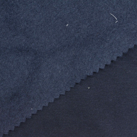 Brushed Cotton Polyester French Terry Fabric, 300 gsm, 170 cm — Navy, ref EF-267288
