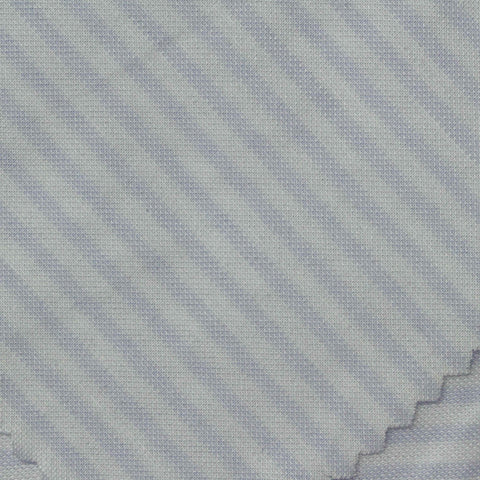 Light Blue Horizontal-Stripe Knit, Cotton-Poly