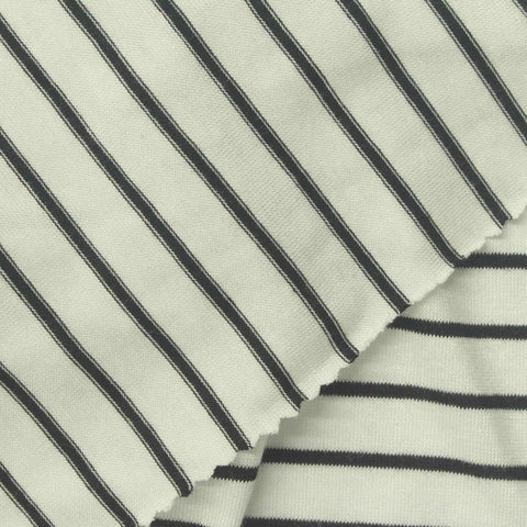 Dark Grey Horizontal-Stripe Rib Knit, Viscose, 144 gsm