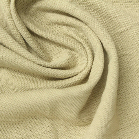Cotton Polyester Stretch Piqué Knit Fabric, 220 gsm, 185 cm — Khaki
