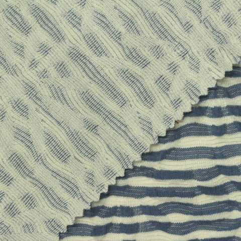 Cream Horizontal-Stripe Interlock Knit, Poly-Cotton