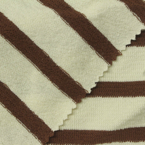 Brown Horizontal-Stripe French Terry, Cotton