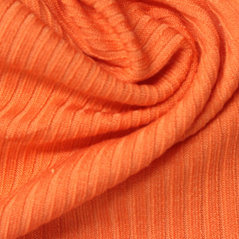Polyester Stretch Rib Knit Fabric, 260 gsm — Orange