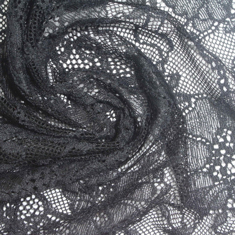 Black Floral Lace, Nylon-Spandex, 106 gsm