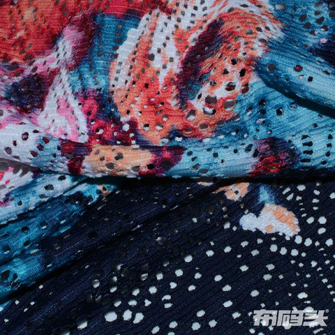 Red Abstract Jersey Knit, Polyester, 200 gsm