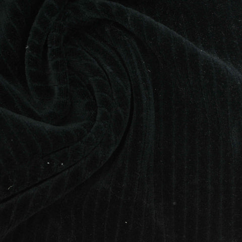 Cotton Polyester Stretch Corduroy Fabric, 280 gsm, 155 cm — Black