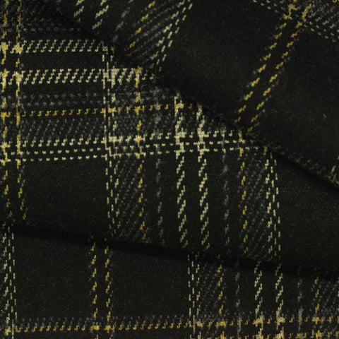 Black Plaid Interlock Knit, Poly-Viscose, 314 gsm