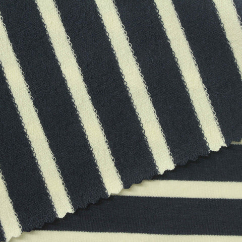 Navy Horizontal-Stripe French Terry, Cotton-Tencel Lyocell