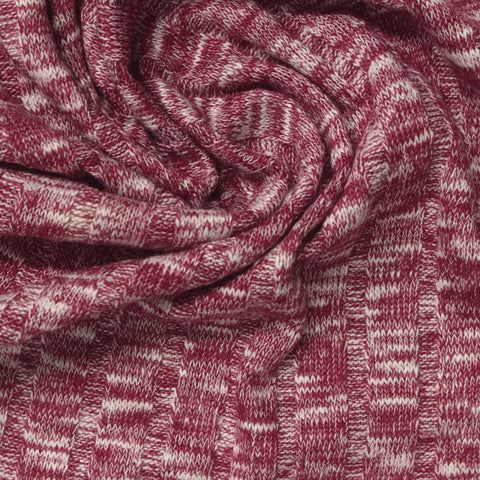 Red Heathered-Marl Rib Knit, Poly-Viscose