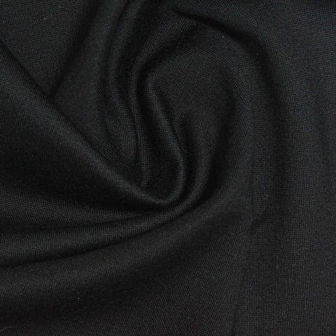 Viscose Nylon Stretch Ponte Knit Fabric, 310 gsm, 160 cm — Black, ref EF-266205