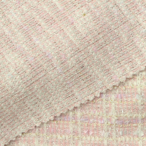Polyester Metallic Bouclé Fabric, 355 gsm, 165 cm — Pink