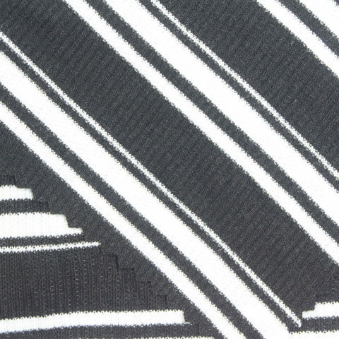 Dark Grey Horizontal-Stripe Rib Knit, Poly-Viscose, 220 gsm