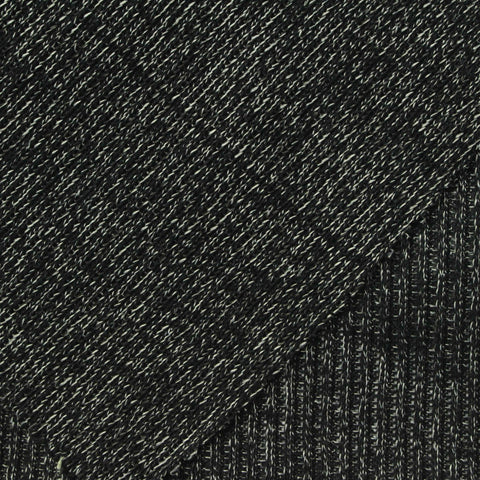Dark Grey Marl Rib Knit, Cotton-Poly, 200 gsm