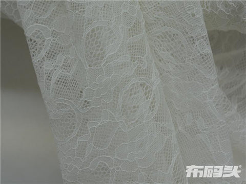 White Floral Lace, Nylon, 150 cm