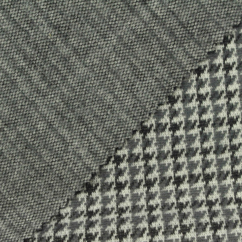 Black Houndstooth Knit, Polyester, 250 gsm