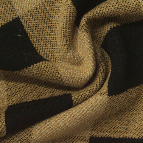 Brown Check Jacquard, Cotton-Poly