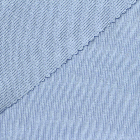 Tencel Lyocell Acetate Stretch Rib Knit Fabric, 215 gsm, 160 cm — Blue