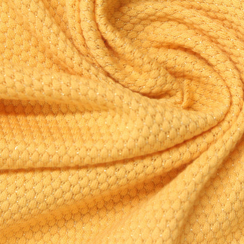 Jacquard Polyester Cotton Metallic Knit Fabric, 170 gsm, 160 cm — Yellow