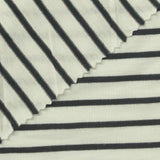 Black Horizontal-Stripe Jersey Knit, Poly-Viscose, 145 gsm — photo 1