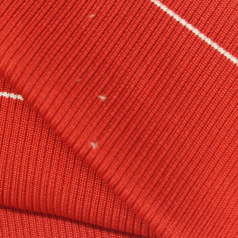Red Horizontal-Stripe Rib Knit, Polyester, 640 gsm