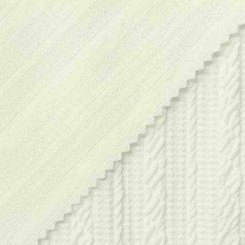 Cream Textured-Stripe Interlock Knit, Polyester