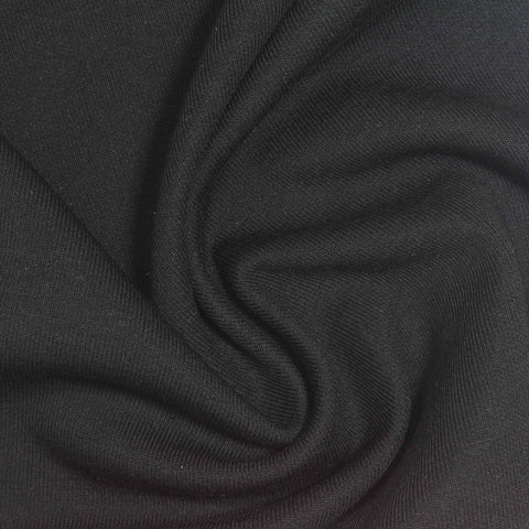Black Interlock Knit, Cotton-Poly